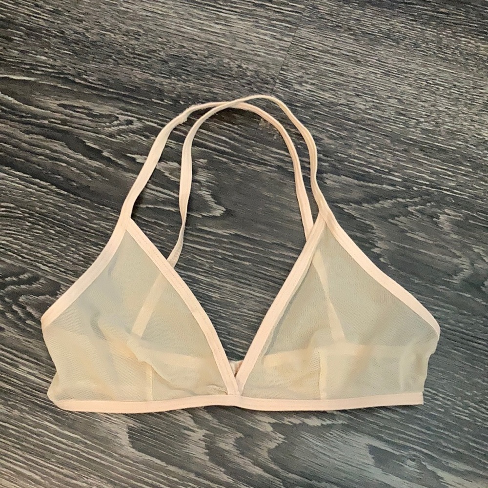 American apparel nude mesh bra small